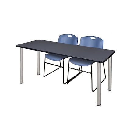 Kee Rectangle Tables > Training Tables > Kee Table & Chair Sets, 72 W, 24 L, 29 H, Grey MT7224GYBPCM44BE